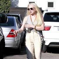 Lindsay Lohan showing off her styled hair as she leaves Byron n Tracey salon | Picture 68950